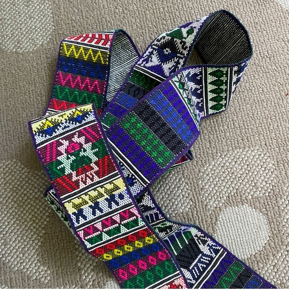 Vintage Woven Sash Dance Belt Wide With Fringe Tie Bright Colors Boho Festival main image 10